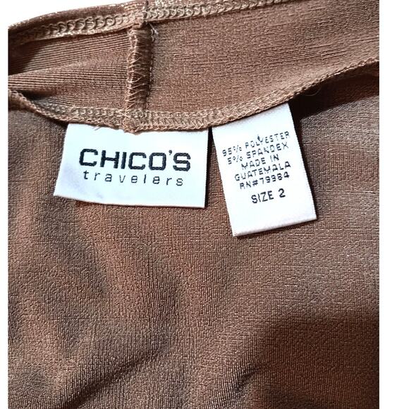 CHICO'S‎ 2 Travelers Open Front Jacket Cardigan Top 12/LG Dressy Gold Metallic - Picture 6 of 9